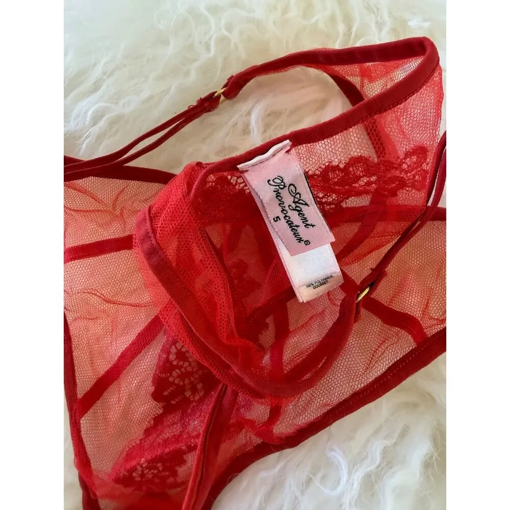 AGENT PROVOCATEUR DEMELZA Red 3 Piece Lingerie Set 36E or 36DD/4/5 - Picture 8 of 8
